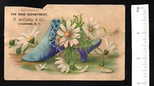 THE SHOE DEPARTMENT MCCARTHY & CO. 1880'S VICTORIAN ADVERTISING TRADE CARD