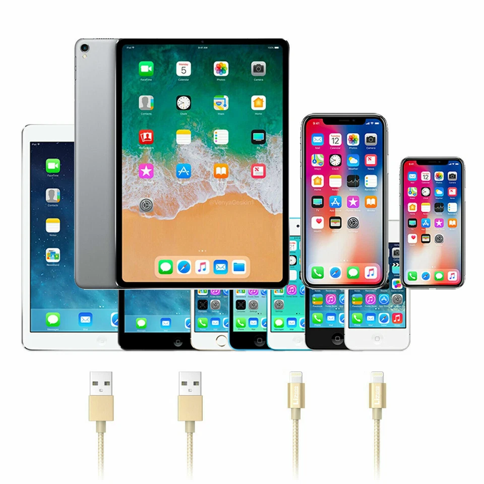 2X Lightning Cable 6Ft iPhone iPad iPod Charger Cord MFi Certified Nylon Gold - Image 4 of 4
