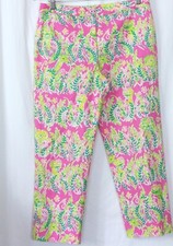 Vintage LILLY PULITZER Millionaires Row Crppd Pants Ankle Slits Sz 6 EXC