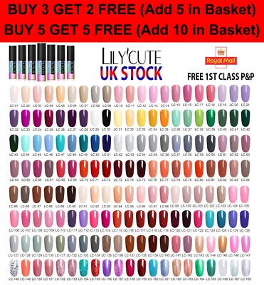LILYCUTE® Nail Gel Polish UV LED Soak Off Colour Manicure Base No Wipe Top coat