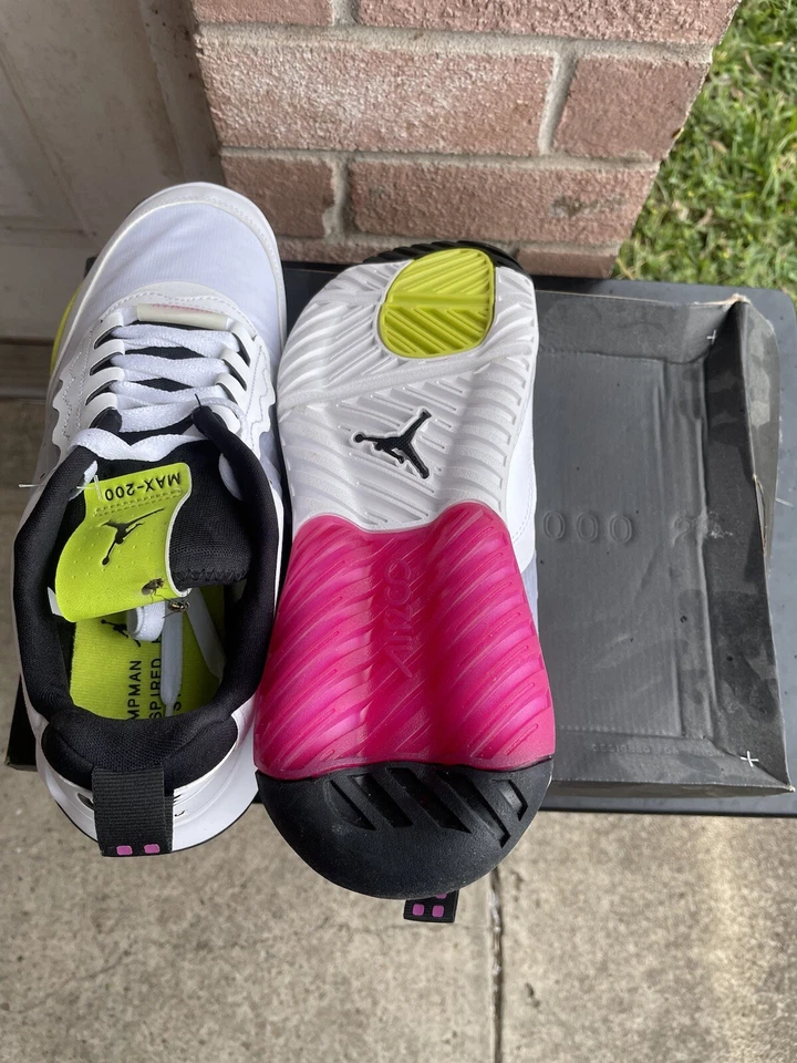 Nuevo en caja Jordan Air Max 200 para hombre blanco negro vibrante fucsia talla 11 Foto 3 de 4