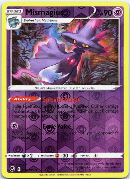 Pokemon - Mismagius 064/195 - Silver Tempest - Reverse Holo Rare - NM/M