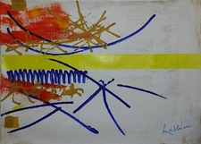 Georges Mathieu Signed French Abstract Oil Painting on Canvas - Modern Art