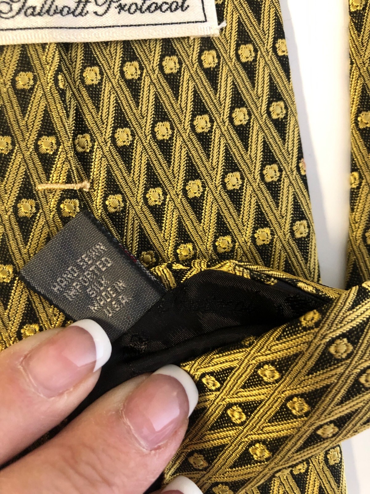 Robert Talbott Protocol Gold Black Geometric Silk… - image 6