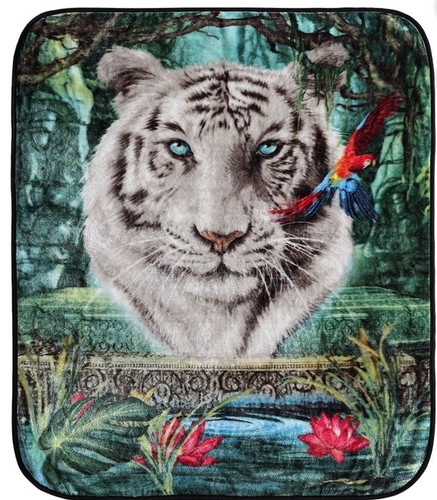 JETÉ PELUCHE TIGRE DU BENGALE SAUVAGE FRONTIER SAUVAGE 50"X 60" JUNGLE polyester doux