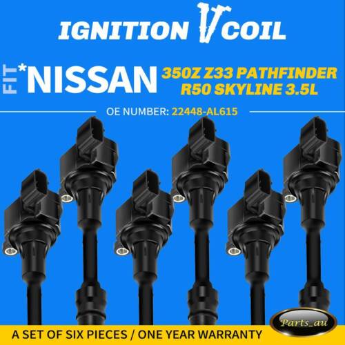 6x Ignition Coils for Nissan 350Z Z33 VQ35DE Pathfinder R50 Skyline V35 3.5L - Picture 1 of 8