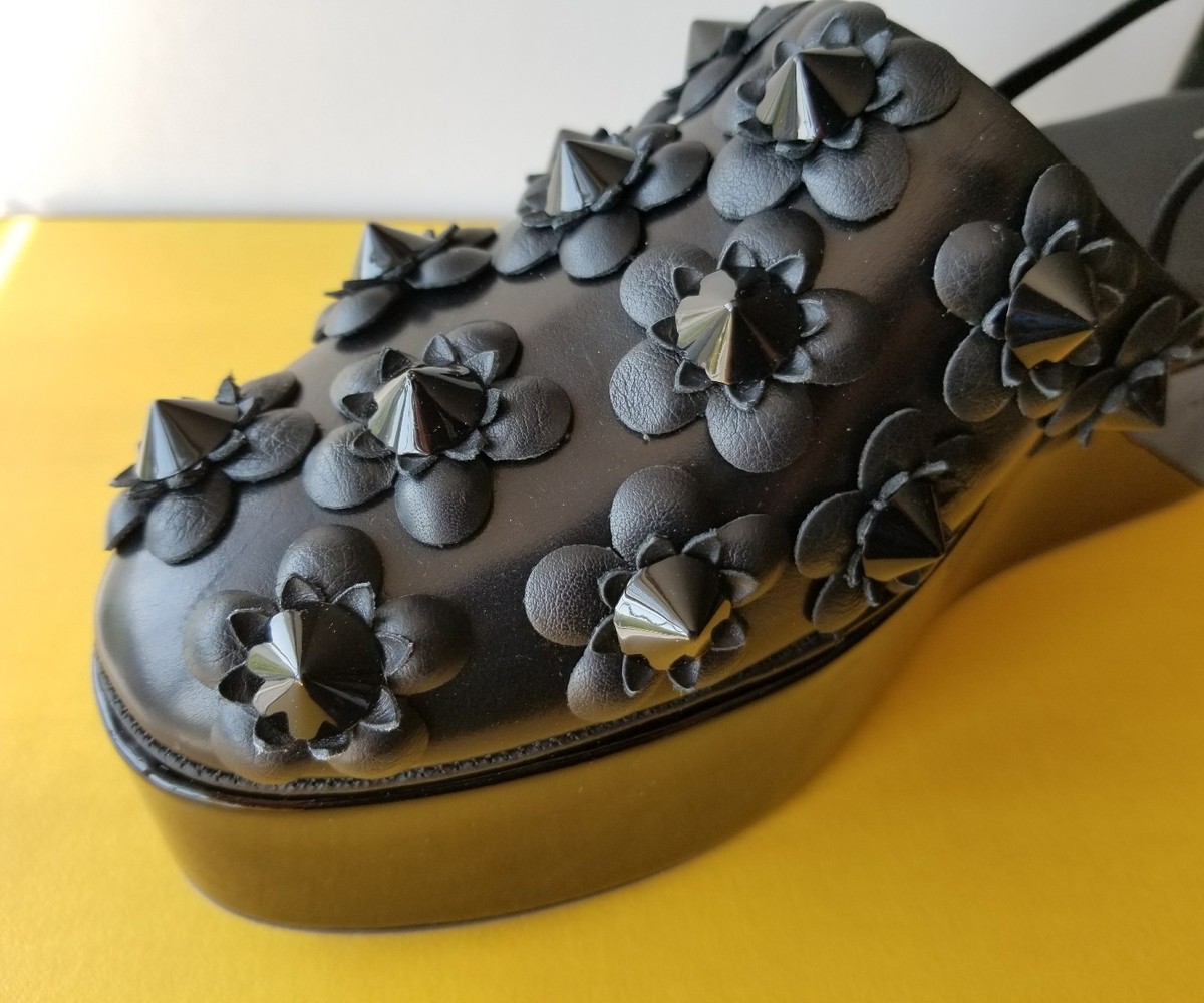 FENDI FLUFFYLAND FUNKY SPIKES FLOWERS SLINGBACK PLATFORM EU 40 I