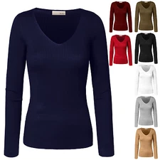 NE PEOPLE Women's V-Neck Long Sleeve Slim Fit Sweater [NEWT719]