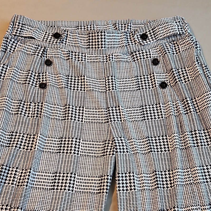 Robert Louis Women’s L Houndstooth Wide-Leg Pleated Stretch Pants