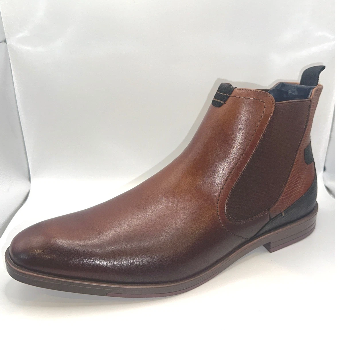 Vintage Stacy Adams Chelsea Brown Leather Ankle Boots Alligator Men Sz 9.5M Stacy Adams Leather Original Vintage Shoes for Men for sale  main image 2