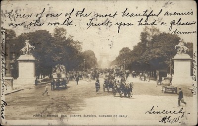 RPPC Avenue des Champs Elysees Paris France vintage postcard d605