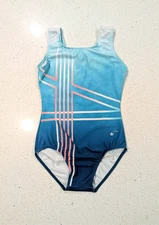 GREAT Destira Gymnastics Dance Leotard OMBRE C Extra Large Blue Orange GEOMETRIC