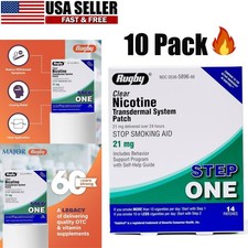 10 Pack Rugby Clear Nicotine 21mg Transdermal System Patch Step 1 Exp 06/2028NEW