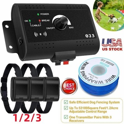 Wireless Electric Dog Fence Pet Containment System Shock Collar For 1/2/3 Dogs