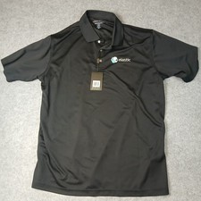 Pebble Beach Polo Shirt Mens XL Black Elastic Logo Performance Short Sleeve
