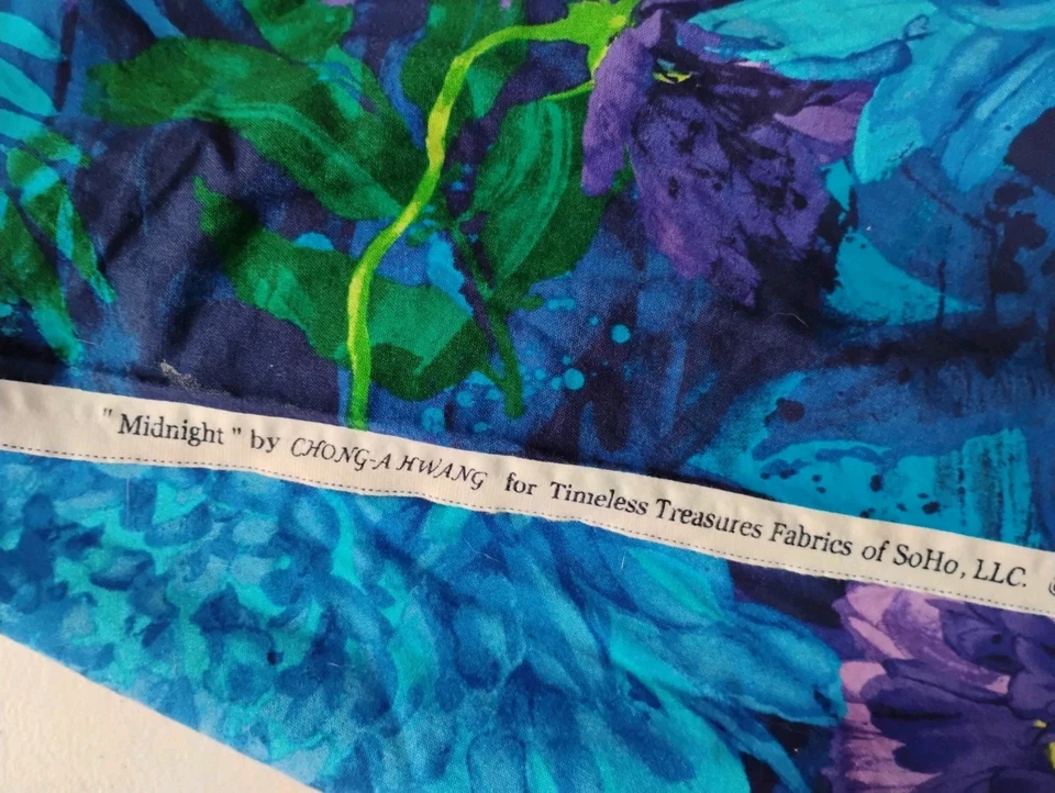 235" X 42" 100% Cotton Midnight by Chong-A-Hwang Timeless Treasures, Hydrangeas - Image 4 of 4