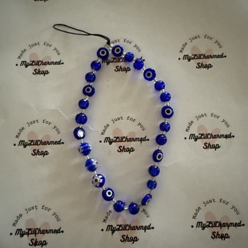 Cell Phone Charm Strap Glass Beads Evil Eye Blue Beads New - 第 1/3 張圖片