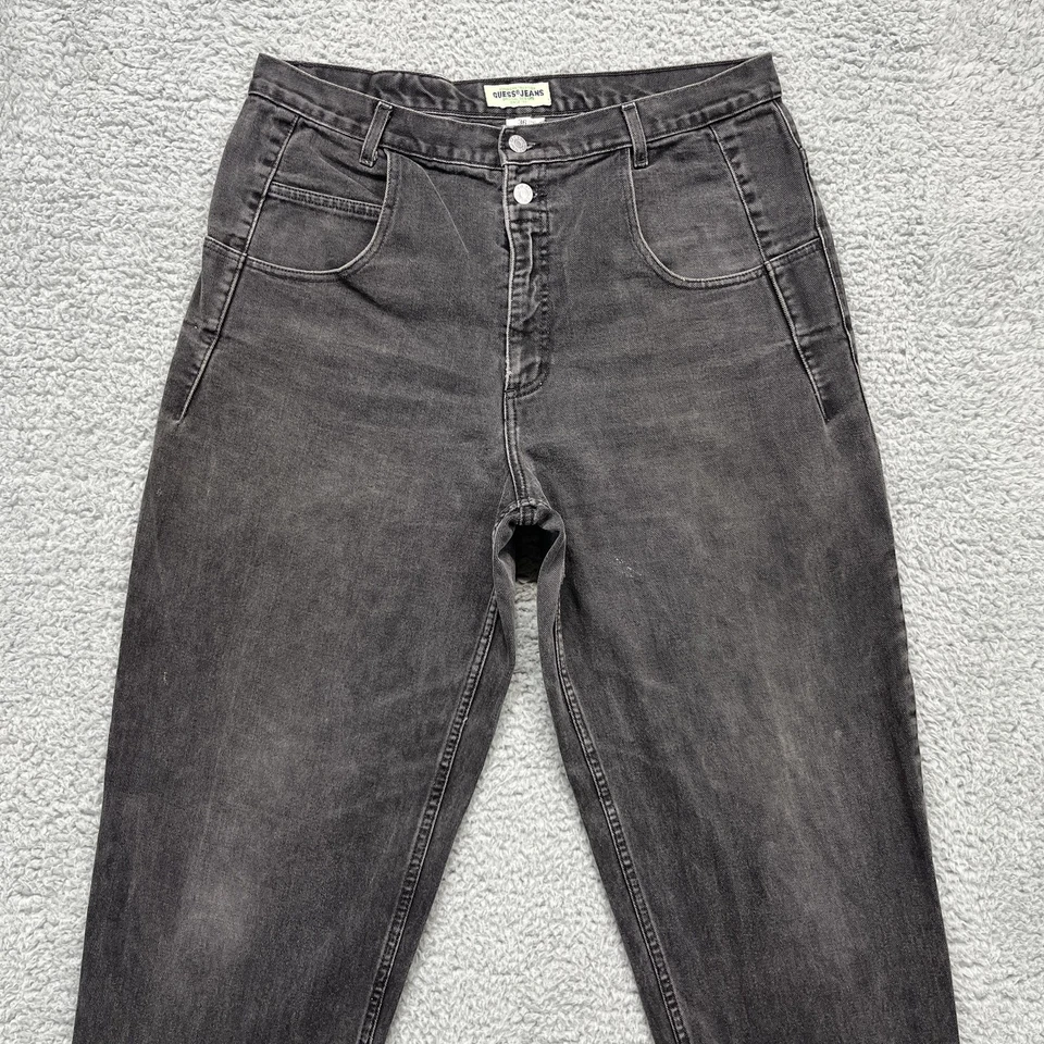 VINTAGE GUESS JEANS Jeans Mens 36x32 Black Stonewash Made in USA Tapered 90s - Image 3 of 4