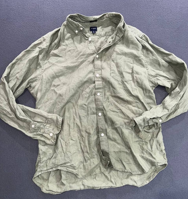 J Crew irish linen Shirt Mens Medium Linen Chambray Button Down XL A008853