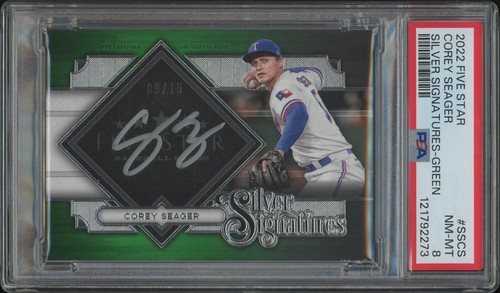 2022 Topps Five Star Corey Seager Green Silver Signatures Auto #09/15 PSA 8