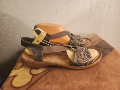 Rieker Regina Sandals Women s Size 40 Embellished With Elastic Strap #46
