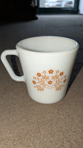 Vintage White PYREX Coffee Mug Cup Summer Impressions Ginger D Handle 
