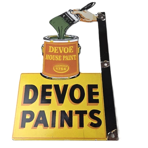 Vintage Hardware Paint Sign - Porcelain Devoe House Paint Store Gas Pump Sign