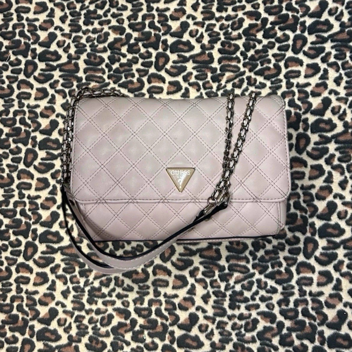 GUESS Women's Cessily Convertible Crossbody Flap Bag - Quilted PU With Double Chain Strap - View #12