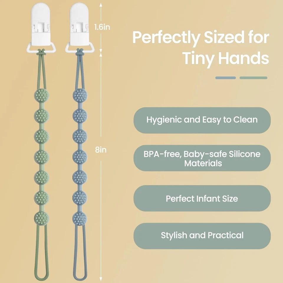 Baby Pacifier Clip, 6 Pack Silicone Pacifier Holder with One Piece Design for Ba - Image 3 of 4