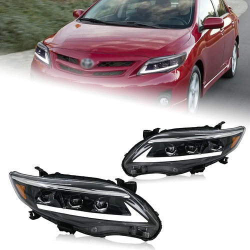 For 2011-2013 Toyota Corolla Sedan LED DRL Headlights Front Headlamp Set