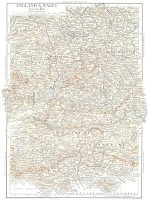 SOUTH CENTRAL ENGLAND. Dorset Wilts Hants Oxon Bucks Glos Warcs Leics 1910 map