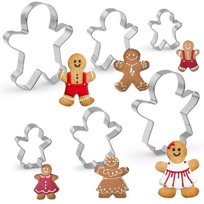 6 Piece Gingerbread Man Cookie Cutters Set, Gingerbread Famili Biscuits Cutte...