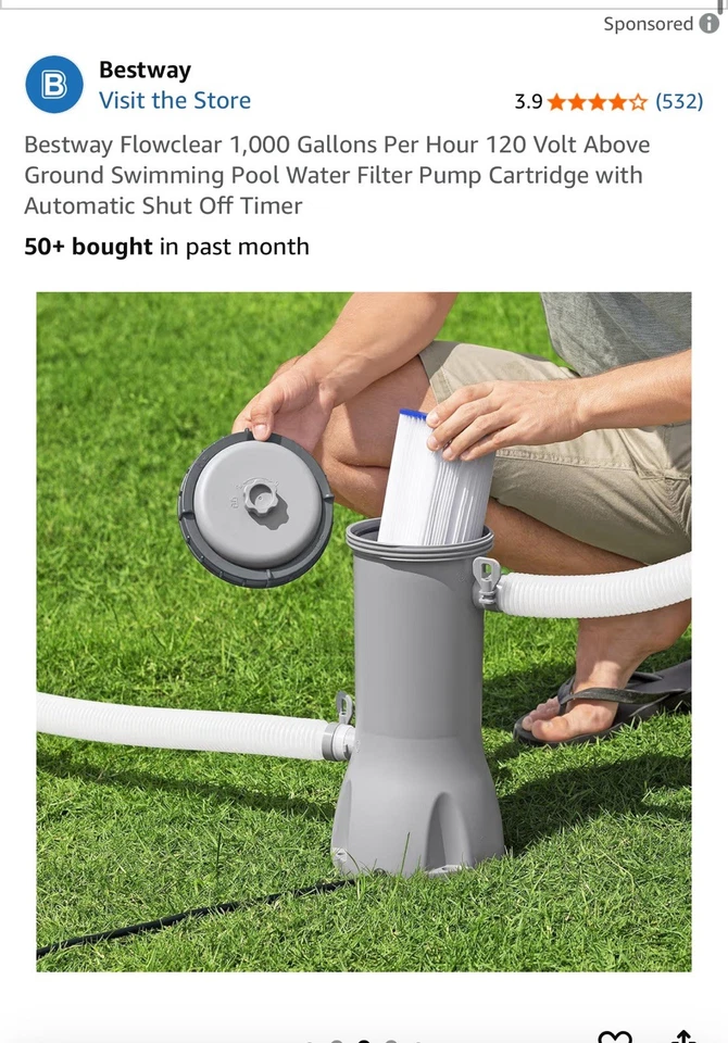 Bestway Flowclear 1,000 Gallons per Hour Above Ground Swimming Pool Filter Pump - Image 4 of 4