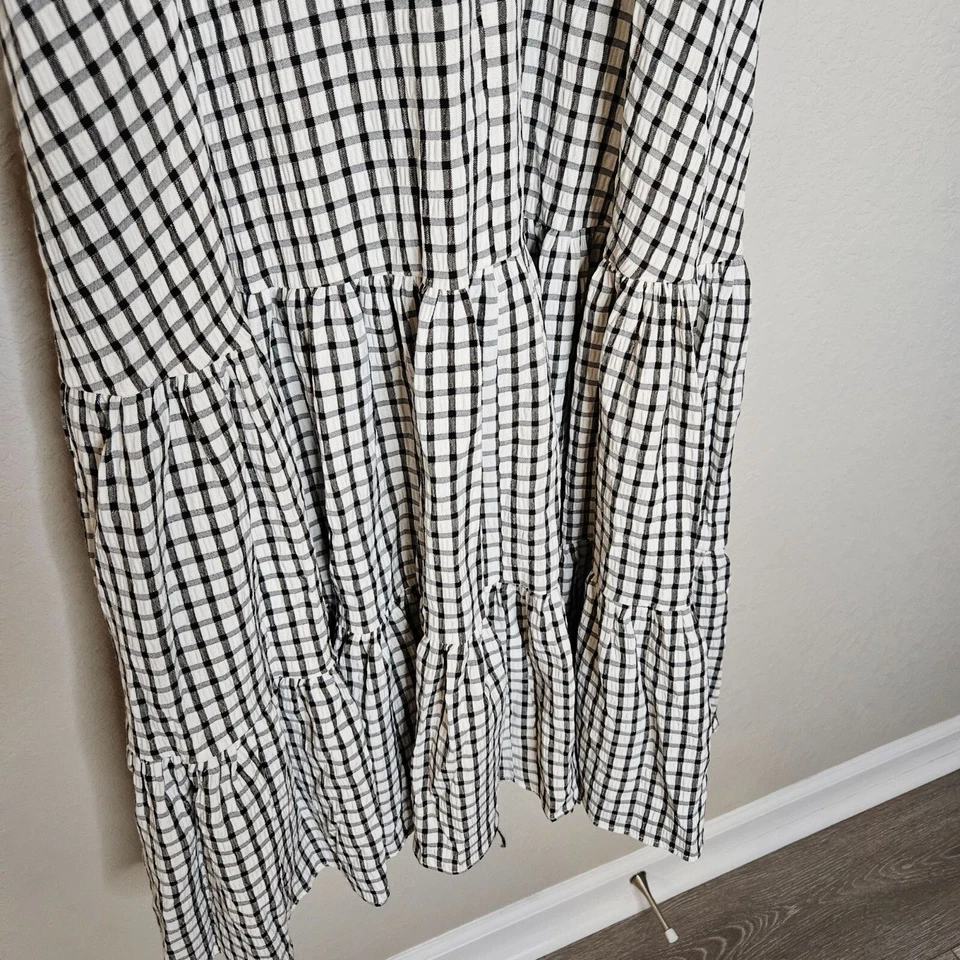 Tommy Hilfiger NWT Size 14 Checked Seersucker Tiered Sundress Black White Midi - Image 3 of 4