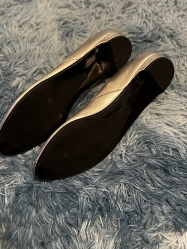 Talbots Women’s Leather Peep Toe Flats Open Toe Silver Dress Shoes Size 7.5B - Picture 6 of 7