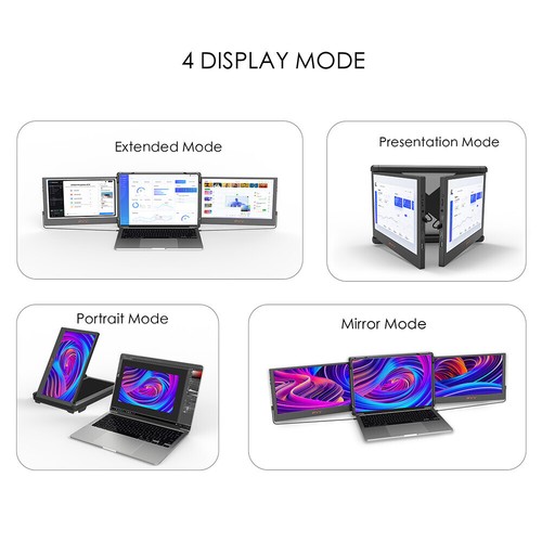 Dual tragbarer Monitor IPS dreifacher Bildschirm Extender für 13-17,3" Laptop Notebook UK - Bild 10 von 18