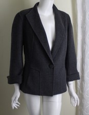 Talbots Sz 14 Fleeced Beautiful Wool Fabric Gray Blazer Jacket