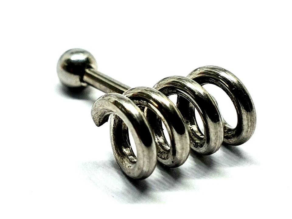 Piercing Labret Tragus Daith Helix Helix Stud 16g 316L Acero Tono Plata Bobina de Resorte Foto 2 de 4