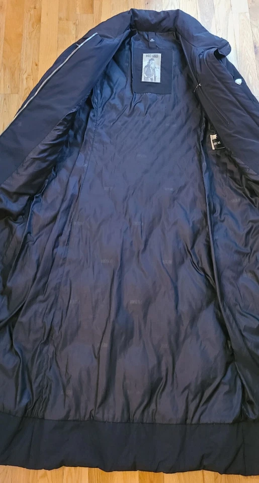 Vintage Post Card Black Down Long Maxi Puffer Coat Bergdorf Goodman Size 6 Italy - Image 3 of 4