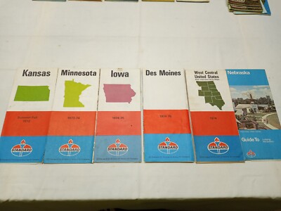 Vtg STANDARD OIL ROAD MAP KANSAS MINNESOTA IOWA NEBRASKA W CENTRAL US DES MOINES