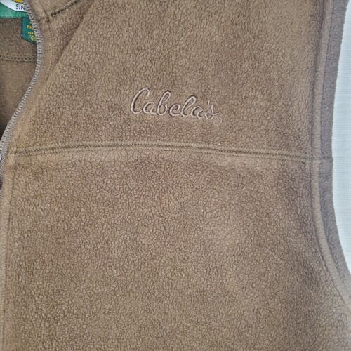 Cabela's Fleece Vest Mens Small Full Zip Brown Pockets Outdoors Hunting Camping - Picture 5 of 15