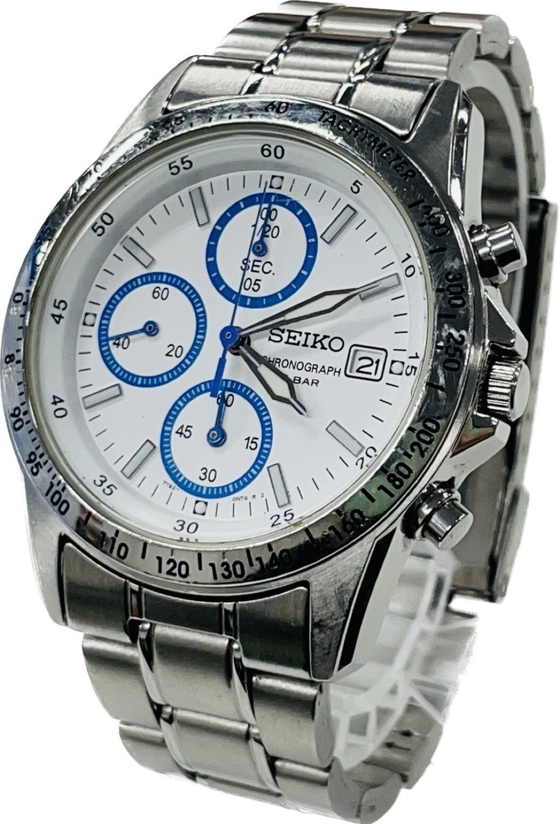 Seiko Chronograph 100m 7T92-0DW0 White Quartz Analog Mens Seiko Chronograph 100m 7T92-0DW0 White Quartz Analog Mens