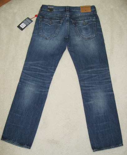 NWT TRUE RELIGION Geno Flap Relaxed Slim Straight Jeans 32 EQSD Dark After Hours - Imagen 4 de 12