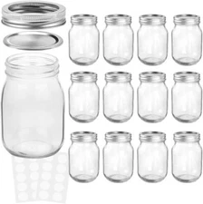 Mason Jars 12 oz With Regular Lids and Bands, Ideal for Jam, Honey, Wedding F...