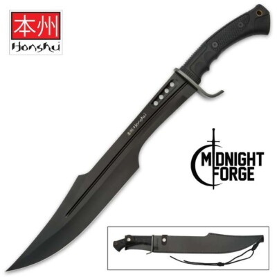 #ad Honshu Spartan Midnight Forge Sword and Scabbard Damascus Steel 23” Overall $89.99