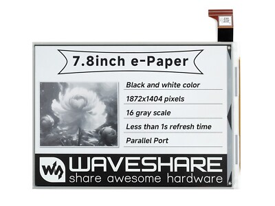 Waveshare Two-Color 7.8in E-Ink Display 1872×1404 Parallel Port for Raspberry Pi