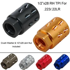 Colored Aluminum Short Muzzle Brake 1/2"x28 RH TPI Fit .223 .22LR 