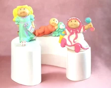 3 Vintage 1984 Cabbage Patch KIDS Baby with /Rattle/Teddy/Dog PVC Figures 2.25”