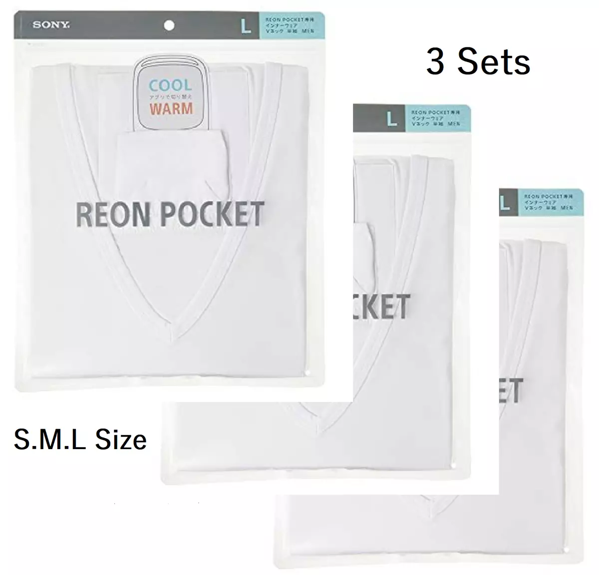 SONY Reon Pocket T-shirt 3 pcs Set White RNPS-C1VA From Japan F/S
