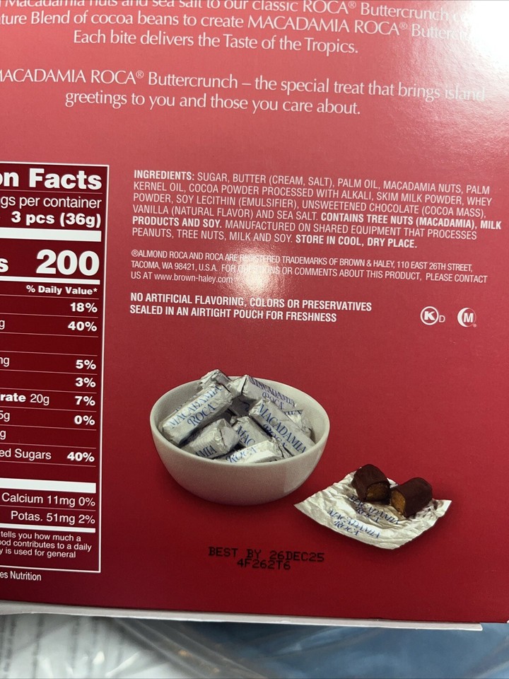 ️ Brown & Haley Macadamia Roca Buttercrunch Toffee 28 Oz New 12/2025